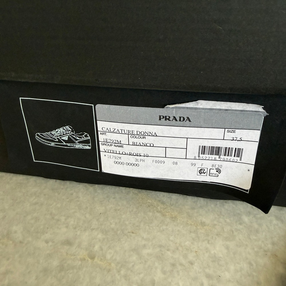 Prada 1E792M Women's Ivory Downtown Nappa Leather Sneakers shoes trainers 37.5 - Picture 16 of 16
